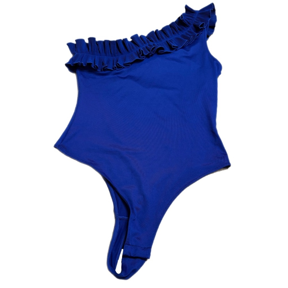 H&M One-Shoulder Ruffle Bodysuit - Royal Blue